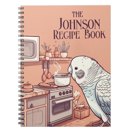 Gepersonaliseerd Receptenboek met Koken Budgie Notitieboek (Voorkant)