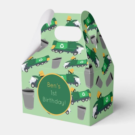 Gepersonaliseerd recyclingafval vrachtwagenpatroon bedankdoosjes (Achterkant)