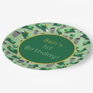 Gepersonaliseerd recyclingafval vrachtwagenpatroon papieren bordje