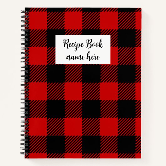 Gepersonaliseerd Red Plaid Receptenboek Notitieboek (Voorkant)
