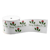 Gepersonaliseerd Red Roses Art & Holly Holiday Grosgrain Lint (Spoel)
