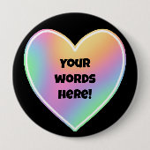 Gepersonaliseerd regenbooghart ronde button 4,0 cm (Voorkant)