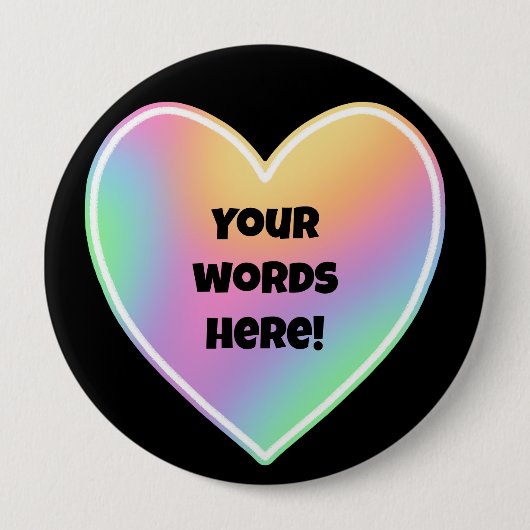 Gepersonaliseerd regenbooghart ronde button 4,0 cm (Voorkant)