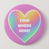 Gepersonaliseerd regenbooghart ronde button 4,0 cm (Voorkant)