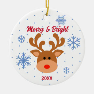 Gepersonaliseerd rendierensnowflake keramisch sier ornament
