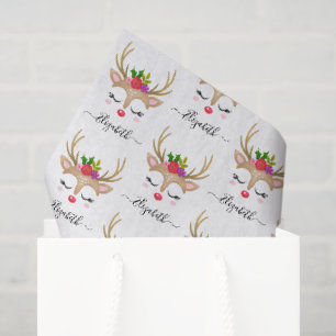 Gepersonaliseerd rendiergezicht voor kerstmis tissuepapier