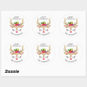 Gepersonaliseerd rendierKerstfeest Ronde Sticker
