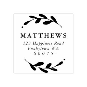 GEPERSONALISEERD RETOURADRES gebladerte lijst eenv Rubberstempel