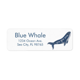Gepersonaliseerd retourlabel Blue Whale Ocean Zee Etiket
