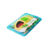 Gepersonaliseerd Retro  camper blauw Badmat (Gekanteld)