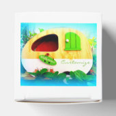 Gepersonaliseerd Retro  camper blauw Bedankdoosjes (Bovenkant)