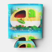 Gepersonaliseerd Retro camper blauw Blikjeskoeler (Voorkant)