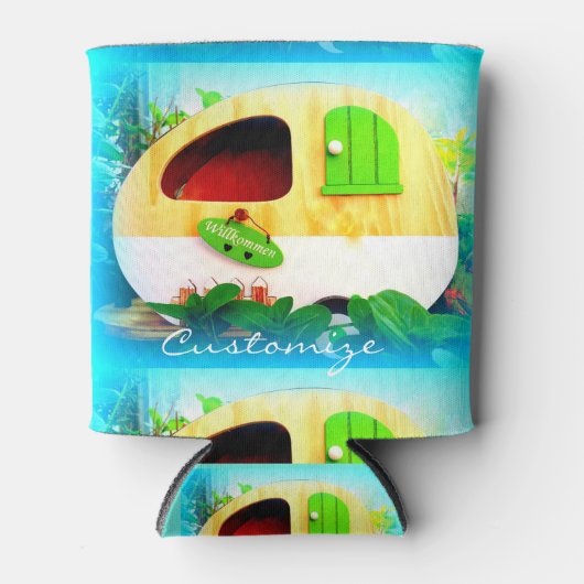 Gepersonaliseerd Retro  camper blauw Blikjeskoeler (Voorkant)