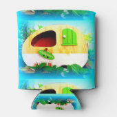 Gepersonaliseerd Retro camper blauw Blikjeskoeler (Achterkant)