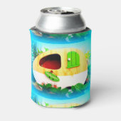 Gepersonaliseerd Retro camper blauw Blikjeskoeler (Blikje Achterkant)