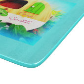 Gepersonaliseerd Retro camper blauw Snijplank (Hoek)