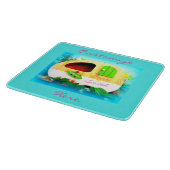 Gepersonaliseerd Retro camper blauw Snijplank (Hoek)