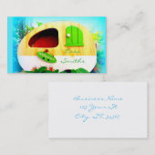 Gepersonaliseerd Retro camper blauw Visitekaartje (Voorkant / Achterkant)