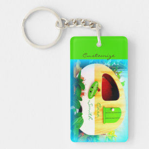 Gepersonaliseerd retro camper casa sleutelhanger