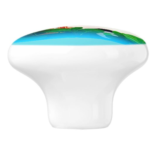 Gepersonaliseerd Retro  camper patroonblauw Keramische Knop (Zijkant)