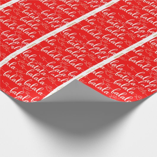 Gepersonaliseerd Retro Fla Script Rood Cadeaupapier (Hoek)