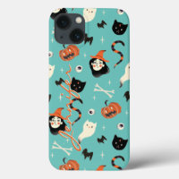 Gepersonaliseerd retro Halloween Witch Pumpkin Pat