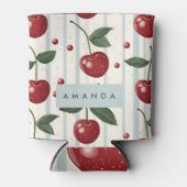 Gepersonaliseerd retro rode kersenpatroon blikjeskoeler (Voorkant)