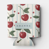 Gepersonaliseerd retro rode kersenpatroon blikjeskoeler (Achterkant)