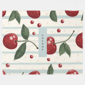 Gepersonaliseerd  retro rode kersenpatroon fleece deken (Voorkant (Horizontaal))