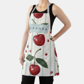 Gepersonaliseerd retro rode kersenpatroon schort (Insitu)