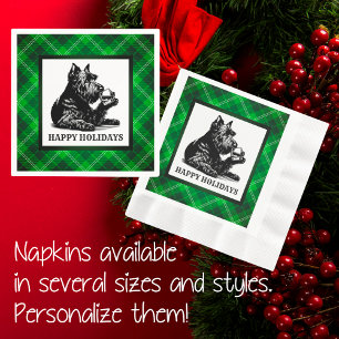 Gepersonaliseerd Retro Scotty Dog Tartan Servet