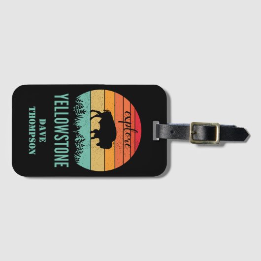 Gepersonaliseerd Retro Yellowstone National Park Bagagelabel (Voorkant (horizontaal))