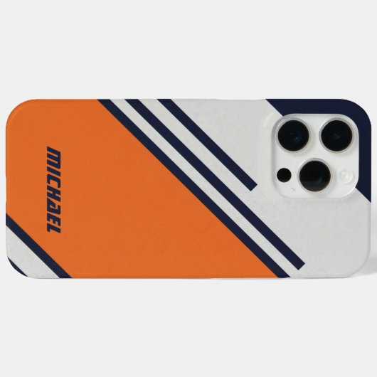 Gepersonaliseerd Retrostrips in blauw Sinaasappel Case-Mate iPhone Case (Achterkant (horizontaal))