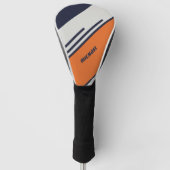 Gepersonaliseerd Retrostrips in blauw Sinaasappel Golfheadcover (Voorkant)