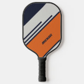 Gepersonaliseerd Retrostrips in blauw Sinaasappel Pickleball Paddle (Voorkant)