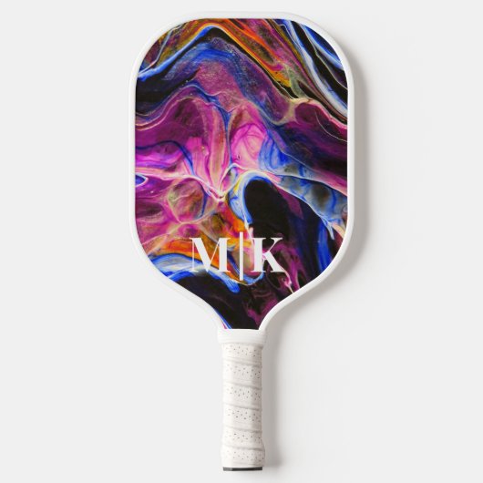 Gepersonaliseerd Rich Blue Agate Swirls Monogramed Pickleball Paddle (Voorkant)