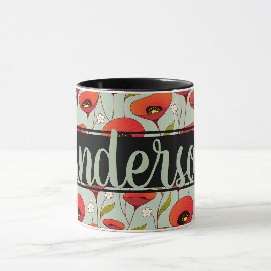 Gepersonaliseerd | Rode papaver | Aangepaste papeg Mok (Midden)