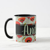 Gepersonaliseerd | Rode papaver | Aangepaste papeg Mok (Links)