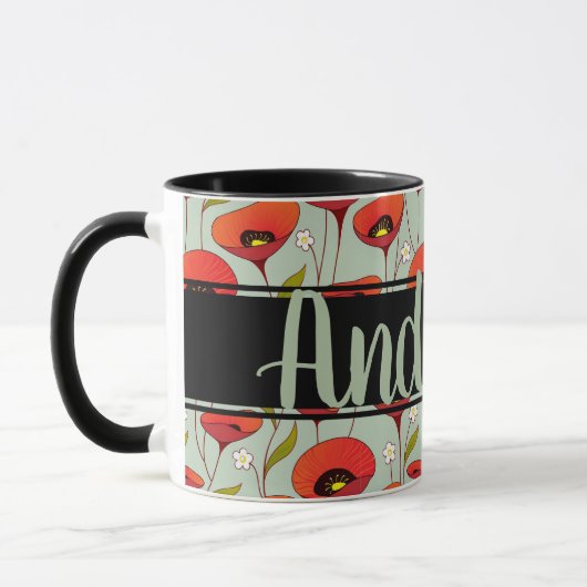 Gepersonaliseerd | Rode papaver | Aangepaste papeg Mok (Links)