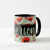 Gepersonaliseerd | Rode papaver | Aangepaste papeg Mok (Voorkant rechts)