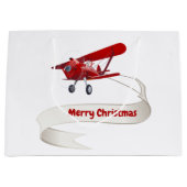 Gepersonaliseerd, Rode Vliegtuig & Kerstman, Vroli Groot Cadeauzakje (Voorkant)