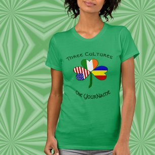 Gepersonaliseerd Roemenië Ierland VS Shamrock Dame T-shirt