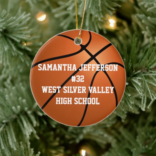 Gepersonaliseerd Rond Basketbal Sport Ornament (Boom)