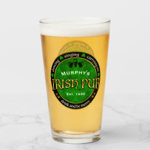 Gepersonaliseerd, Ronde Irish Pub Logo Glas