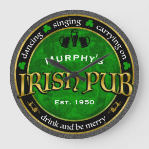 Gepersonaliseerd, Ronde Irish Pub Logo Grote Klok