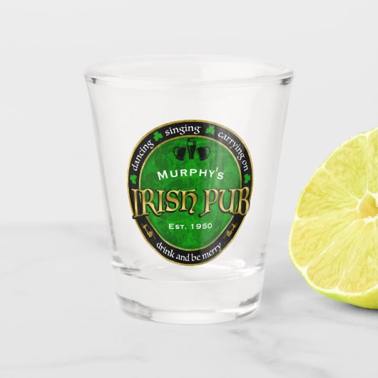 Gepersonaliseerd, Ronde Irish Pub Logo Shot Glas (Voorkant)
