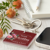 Gepersonaliseerd rood 50e paar bruiloft Jubileum Sleutelhanger (Voorkant Rechts)