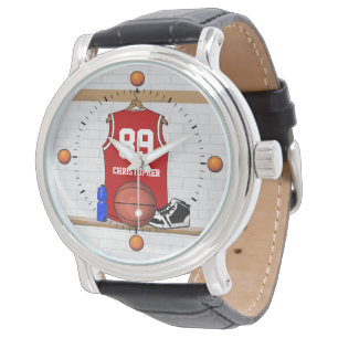 Gepersonaliseerd Rood Basketbal Jersey Horloge