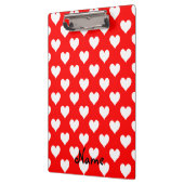 Gepersonaliseerd rood en wit hart patroon klembord (Links)