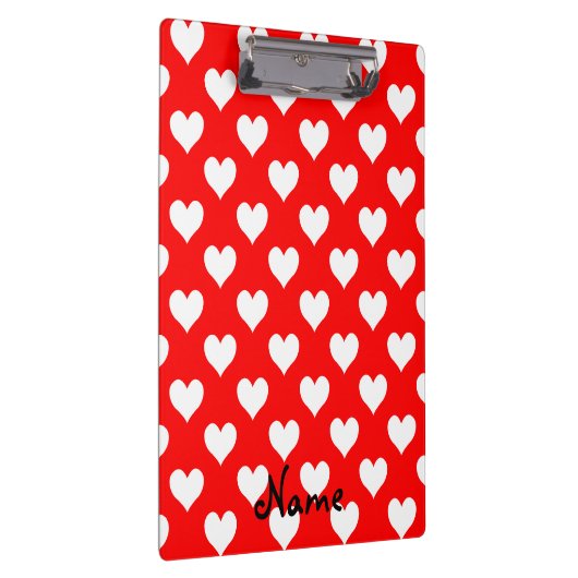 Gepersonaliseerd rood en wit hart patroon klembord (Rechts)